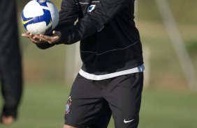 Durante o treino do Corinthians realizado na esta tarde no Parque Ecolgico do Tiete. O prximo jogo ser contra o Vasco da Gama, amanh, quarta-feira, 03/06, a noite, no Pacaembu, no segundo jogo das semifinais da Copa do Brasil 2009