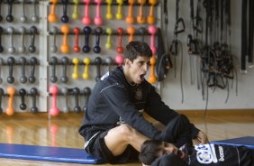 Durante o treino fsico do Corinthians realizado esta manh na Academia Swimex, em Curitiba. O prximo jogo ser contra Internacional/RS, dia 01/07, quarta-feira a noite, no Beira-Rio, na deciso da Copa do Brasil 2009