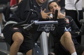 Durante o treino fsico do Corinthians realizado esta manh na Academia Swimex, em Curitiba. O prximo jogo ser contra Internacional/RS, dia 01/07, quarta-feira a noite, no Beira-Rio, na deciso da Copa do Brasil 2009