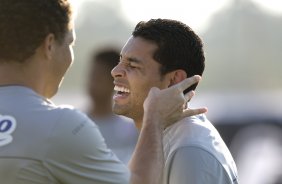 Durante o treino do Corinthians esta tarde no Parque Ecológico do Tiete, zona leste da cidade; o próximo jogo do time será amanhã, 4a. feira, 08/07, contra o Fluminense, no Pacaembu, pelo Campeonato Brasileiro 2009