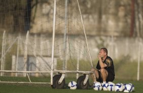 Durante o treino do Corinthians esta tarde no Parque Ecológico do Tiete, zona leste da cidade; o próximo jogo do time será amanhã, 4a. feira, 08/07, contra o Fluminense, no Pacaembu, pelo Campeonato Brasileiro 2009