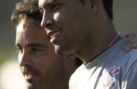 Durante o treino do Corinthians esta tarde no Parque Ecológico do Tiete, zona leste da cidade; o próximo jogo do time será amanhã, 4a. feira, 08/07, contra o Fluminense, no Pacaembu, pelo Campeonato Brasileiro 2009