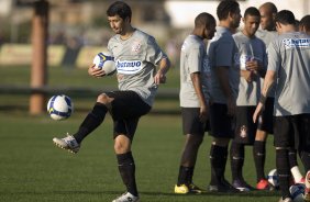 Durante o treino do Corinthians esta tarde no Parque Ecológico do Tiete, zona leste da cidade; o próximo jogo do time será amanhã, 4a. feira, 08/07, contra o Fluminense, no Pacaembu, pelo Campeonato Brasileiro 2009