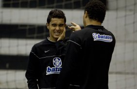 Durante o treino do Corinthians realizado esta manh no ginasio do Parque So Jorge, zona leste da cidade; o prximo jogo do time ser amanh, domingo, 12/07, contra o Grmio, no estdio Olmpico, pelo Campeonato Brasileiro 2009