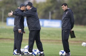 Durante o treino do Corinthians realizado esta tarde no Parque Ecológico do Tiete, zona leste da cidade; o próximo jogo do time será amanhã, quinta-feira, 16/07, contra o Sport Clube do Recife, no estádio do Pacaembu, pelo Campeonato Brasileiro 2009