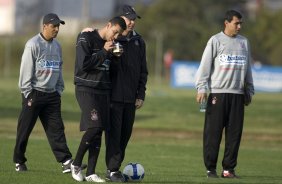 Durante o treino do Corinthians realizado esta tarde no Parque Ecológico do Tiete, zona leste da cidade; o próximo jogo do time será amanhã, quinta-feira, 16/07, contra o Sport Clube do Recife, no estádio do Pacaembu, pelo Campeonato Brasileiro 2009