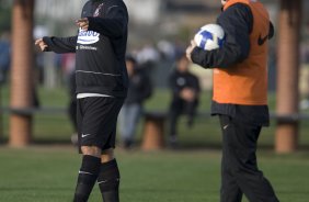 Durante o treino do Corinthians realizado esta tarde no Parque Ecológico do Tiete, zona leste da cidade; o próximo jogo do time será amanhã, quinta-feira, 16/07, contra o Sport Clube do Recife, no estádio do Pacaembu, pelo Campeonato Brasileiro 2009