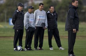 Durante o treino do Corinthians realizado esta tarde no Parque Ecológico do Tiete, zona leste da cidade; o próximo jogo do time será amanhã, quinta-feira, 16/07, contra o Sport Clube do Recife, no estádio do Pacaembu, pelo Campeonato Brasileiro 2009
