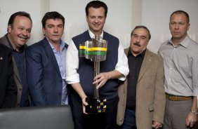 O presidente do Corinthians Andres Sanchez recebeu o prefeito de São Paulo Gilberto Kassab hoje pela manhã no Parque São Jorge