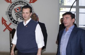 O presidente do Corinthians Andres Sanchez recebeu o prefeito de São Paulo Gilberto Kassab hoje pela manhã no Parque São Jorge
