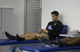 Diego durante o treino do Corinthians realizado esta tarde no Parque So Jorge, zona leste da cidade; o prximo jogo do time ser domingo, 26/07, contra o Palmeiras, no estdio Eduardo Jos Farah, em Presidente Prudente, pelo Campeonato Brasileiro 2009