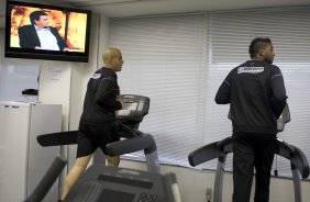 Durante o treino do Corinthians realizado esta tarde no Parque So Jorge, zona leste da cidade; o prximo jogo do time ser domingo, 26/07, contra o Palmeiras, no estdio Eduardo Jos Farah, em Presidente Prudente, pelo Campeonato Brasileiro 2009