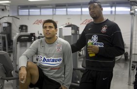 Durante o treino do Corinthians realizado esta tarde no Parque So Jorge, zona leste da cidade; o prximo jogo do time ser domingo, 26/07, contra o Palmeiras, no estdio Eduardo Jos Farah, em Presidente Prudente, pelo Campeonato Brasileiro 2009