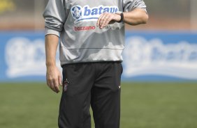 Durante o treino do Corinthians realizado esta manh no Parque Ecolgico do Tiete, zona leste da cidade; o prximo jogo do time ser amanh, domingo, 02/08, contra o Ava, no estdio do Pacaembu, pelo Campeonato Brasileiro 2009