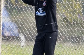 Durante o treino do Corinthians realizado esta manh no Parque Ecolgico do Tiete, zona leste da cidade; o prximo jogo do time ser amanh, domingo, 02/08, contra o Ava, no estdio do Pacaembu, pelo Campeonato Brasileiro 2009