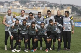 Durante o treino do Corinthians realizado esta manh no Parque Ecolgico do Tiete, zona leste da cidade; o prximo jogo do time ser amanh, domingo, 02/08, contra o Ava, no estdio do Pacaembu, pelo Campeonato Brasileiro 2009