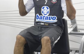 Durante o treino do Corinthians realizado esta manhã no Parque São Jorge, zona leste da cidade; o próximo jogo do time será quarta-feira, 02/09, contra o Santos, no Pacaembu, pelo returno do Campeonato Brasileiro 2009