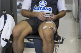 Durante o treino do Corinthians realizado esta manh no Parque So Jorge, zona leste da cidade; o prximo jogo do time ser quarta-feira, 02/09, contra o Santos, no Pacaembu, pelo returno do Campeonato Brasileiro 2009