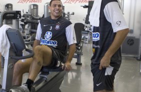 Durante o treino do Corinthians realizado esta manh no Parque So Jorge, zona leste da cidade; o prximo jogo do time ser quarta-feira, 02/09, contra o Santos, no Pacaembu, pelo returno do Campeonato Brasileiro 2009