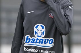 Dentinho durante o treino do Corinthians realizado esta manh no Parque So Jorge; o prximo jogo do time ser amanh, sbado, dia 10/10, contra o Grmio, no estdio do Pacaembu, pelo returno do Campeonato Brasileiro 2009