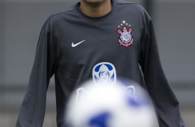 Dentinho durante o treino do Corinthians realizado esta manh no Parque So Jorge; o prximo jogo do time ser amanh, sbado, dia 10/10, contra o Grmio, no estdio do Pacaembu, pelo returno do Campeonato Brasileiro 2009