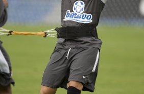 Dentinho durante o treino do Corinthians realizado esta tarde no Parque So Jorge; o prximo jogo do time ser domingo, dia 18/10, contra o Sport, em Recife, pelo returno do Campeonato Brasileiro 2009