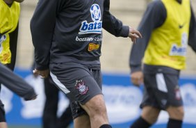 Ronaldo durante o treino do Corinthians realizado esta manh no Parque So Jorge; o prximo jogo do time ser amanh, domingo, dia 18/10, contra o Sport, em Recife, pelo returno do Campeonato Brasileiro 2009