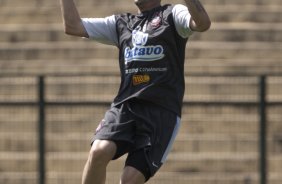 Chicão durante o treino do Corinthians realizado esta manhã no Parque São Jorge; o próximo jogo do time será amanhã, domingo, dia 01/11, contra o Palmeiras, em Presidente Prudente, pelo returno do Campeonato Brasileiro 2009