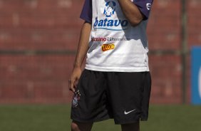 Dentinho durante o treino do Corinthians realizado esta manhã no Parque São Jorge; o próximo jogo do time será domingo, dia 08/11, contra o Santo André, no Pacaembu, pelo returno do Campeonato Brasileiro 2009
