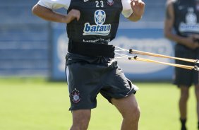 Edu Gaspar durante o treino do Corinthians realizado esta manhã no Parque São Jorge; o próximo jogo do time será sábado, dia 21/11, contra o Nautico/PE, no estádio do Pacaembu, pelo returno do Campeonato Brasileiro 2009