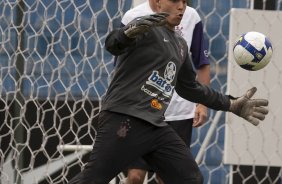 Julio Cesar, que entra no time, durante o treino do Corinthians realizado esta manh no Parque So Jorge; o prximo jogo do time ser amanh, sbado, dia 05/12, contra o Atltico-MG, no Mineiro, utima partida do returno do Campeonato Brasileiro 2009