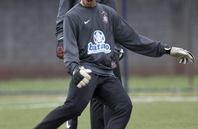 O goleiro André durante o treino do time do Corinthians que vai disputar a Taca São Paulo de Juniores em janeiro, e que foi realizado esta tarde no Parque São Jorge; O time estreia no dia 03/01/2010 contra o Araguaina/TO, em Araraquara