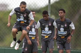 Dentinho; Boquita; Moacir e Renato durante o treino do Corinthians realizado esta manh no SPA Sport Resort, na cidade de Itu, interior de So Paulo; o prximo compromisso ser a estreia no Campeonato Paulista 2010, domingo, dia 17/01, no estdio Santa Cruz, em Ribeiro Preto, contra o Monte Azul