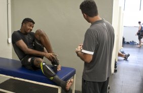 CORINTHIANS X PALMEIRAS -Felipe nos vestiários antes da partida realizada esta tarde no estádio do Pacaembu, zona oeste de São Paulo, válida pela 5ª rodada do Campeonato Paulista 2010