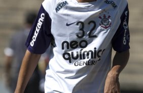 Dentinho durante o treino do Corinthians realizado esta manh no Parque So Jorge, zona leste da cidade; o prximo jogo do time ser amanh, dia 21/03, domingo, contra o Grmio Prudente, no estdio Eduardo Jos Farah, em Presidente Prudente, pela 15 rodada do Campeonato Paulista 2010