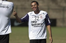 Dentinho durante o treino do Corinthians realizado esta manh no Parque So Jorge, zona leste da cidade; o prximo jogo do time ser amanh, dia 21/03, domingo, contra o Grmio Prudente, no estdio Eduardo Jos Farah, em Presidente Prudente, pela 15 rodada do Campeonato Paulista 2010