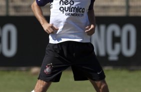 Tcheco durante o treino do Corinthians realizado esta manh no Parque So Jorge, zona leste da cidade; o prximo jogo do time ser amanh, dia 21/03, domingo, contra o Grmio Prudente, no estdio Eduardo Jos Farah, em Presidente Prudente, pela 15 rodada do Campeonato Paulista 2010