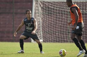 Morais que volta ao time e Jucilei durante o treino do Corinthians realizado esta tarde no Parque So Jorge, zona leste da cidade; o prximo jogo do time ser amanh, dia 24/03, quarta-feira, contra o Paulista de Jundia, na Arena de Barueri, em Barueri, pela 16 rodada do Campeonato Paulista 2010