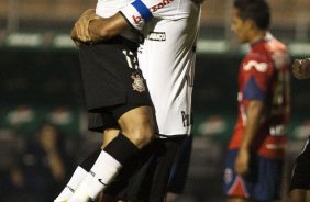 William e Dentinho comemoram gol do Corintians durante partida entre Corinthians X Independiente de Medellin vlida pela Copa Santander Libertadores realizada no estdio do Pacaembu