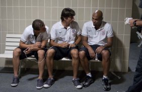 Marcelo Mattos; Paulo Andr e Souza nos vestirios antes da partida entre Flamengo x Corinthians vlida pela Copa Santander Libertadores realizada no estdio do Maracan