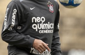 Durante o treino do Corinthians realizado esta manh no Parque So Jorge. O prximo jogo do time ser domingo, dia 16/05, no Olmpico, contra o Grmio, pela 2 rodada do Campeonato Brasileiro 2010; So Paulo, Brasil