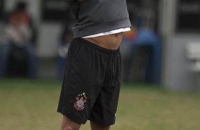 Dentinho durante o treino do Corinthians realizado esta manhã no Parque São Jorge. O próximo jogo do time será domingo, dia 23/05 no Pacaembu, contra o Fluminense, pela 3ª rodada do Campeonato Brasileiro 2010; São Paulo, Brasil