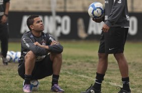 Dentinho durante o treino do Corinthians realizado esta manhã no Parque São Jorge. O próximo jogo do time será domingo, dia 23/05 no Pacaembu, contra o Fluminense, pela 3ª rodada do Campeonato Brasileiro 2010; São Paulo, Brasil