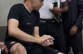 Felipe e Julio Cesar nos vestiários antes da partida entre Corinthians x Fluminense válida pela 3ª rodada do Campeonato Brasileiro 2010, realizada no estádio do Pacaembu