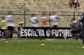 Jogadores durante o treino do Corinthians realizado esta manhã no Parque São Jorge; o próximo jogo do time será quarta-feira, dia 14/07, contra o Ceará, no estádio Castelão, em Fortaleza pela 8ª rodada do Brasileirao 2010