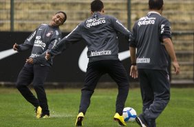 Durante o treino do Corinthians realizado esta manh no Parque So Jorge; o prximo jogo do time ser domingo, dia 18/07, contra o Atltico-MG, no estdio do Pacaembu, pela 9 rodada do Brasileirao 2010