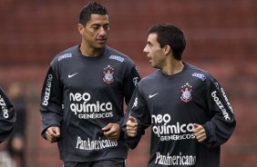 Durante o treino do Corinthians realizado esta manh no Parque So Jorge; o prximo jogo do time ser domingo, dia 18/07, contra o Atltico-MG, no estdio do Pacaembu, pela 9 rodada do Brasileirao 2010