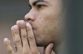 Dentinho durante o treino do Corinthians, realizado esta manh no Parque So Jorge. O prximo jogo da equipe, ser domingo, dia 29/08, contra o Vitoria/BA, no estdio do Pacaembu, pela 17. a rodada do Campeonato Brasileiro de 2010