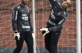 Rafael Santos e Julio Cesar durante o treino do Corinthians, realizado esta manh no Parque So Jorge. O prximo jogo da equipe, ser amanh, sbado, dia 11/09, contra o Grmio, no Pacaembu, pela 21. a rodada do Campeonato Brasileiro de 2010