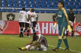 Jogadores comemoram gol de Iarley durante a partida entre Fluminense x Corinthians, vlida pela 22 rodada do Campeonato Brasileiro de 2010, serie A, realizada esta noite no estdio do Engenho